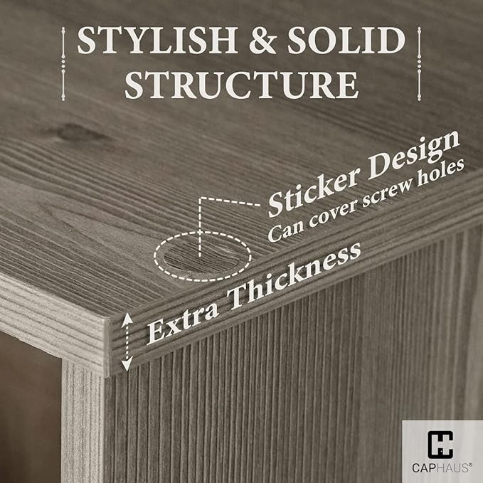 CAPHAUS Sturdy Room 11-Inch Cube Storage Organizer Shelf, with Thick Exterior Edge, Storage Shelf Divider w/Back, Bookcase, 6-Cube, Rustic Grey Oak