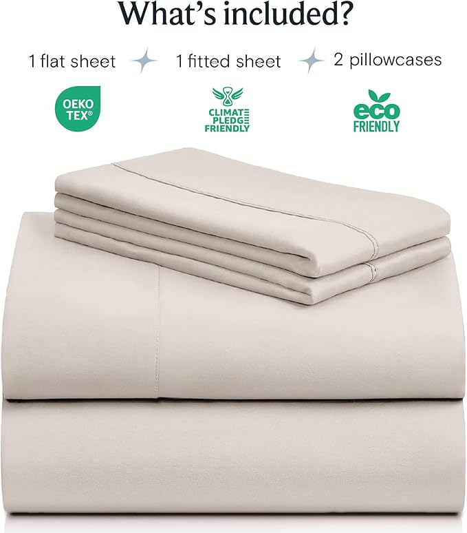 LuxClub 4 PC Sheet Set Bed Sheets Deep Pockets 16" Eco Friendly Wrinkle Free Cooling Machine Washable Hotel Bedding Silky Soft - Linen King