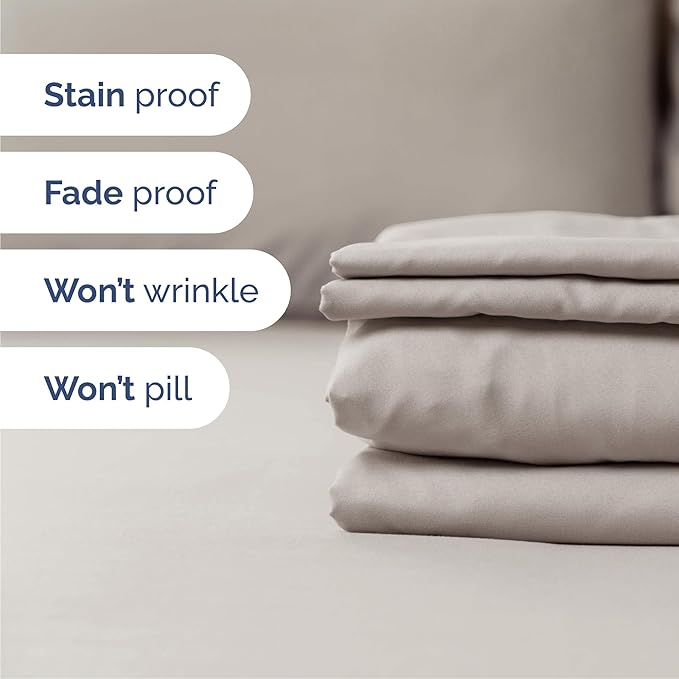 Queen 6 Piece Sheet Set - Cooling, Comfy & Breathable - Hotel Luxury Bedding, Includes Fitted Sheet for Women, Men, Kids & Teens - 1 Flat, 1 Fitted Sheet, 4 Pillowcases with Deep Pockets - Light Grey