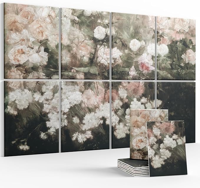 Wall Art Acoustic Panels,47''X31''Soundproof Wall Panels-8-Pack with 50 Adhesive Tabs, Decorative Sound Absorbing Panels for Living Room and Recording Studio, Offices-Garden in May
