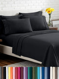 Bare Home Hotel Luxury Queen Sheet Set, Extra Soft - 6 Piece Set - Deep Pockets - Easy Fit - Cooling & Breathable - Wrinkle, Fade, Stain Resistant - Includes 4 Pillowcases (Queen, Black)