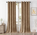 SMILETIME Amber Beige Crushed Velvet Curtains 52x90 inch Luxurious Thermal Insulated Soundproof Drapes for Living Room Bedroom Office Soft and Durable Light-Filtering Window Treatments, 2 Panels