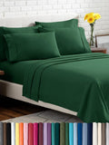 Bare Home Hotel Luxury Queen Sheet Set, Extra Soft - 6 Piece Set - Deep Pockets - Easy Fit - Cooling & Breathable - Wrinkle, Fade, Stain Resistant - Includes 4 Pillowcases (Queen, Forest Green)