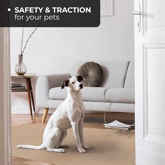House, Home and More Skid-Resistant Carpet Indoor Area Rug Floor Mat - Pebble Beige - 5 Ft X 7 Ft - Non Slip Rubber Backing, Stain Resistant, Dog Friendly, Living Room Bedroom Kitchen Entryway