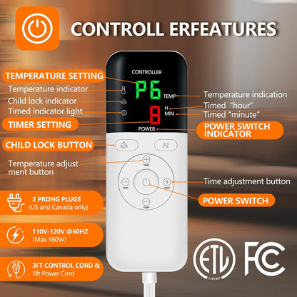 Heated Blanket Throw 50x60, Extra Plush 220GSM Flannel & Sherpa with Child Lock | 6-Level Smart Adaptive Heat & 8Hr Timer | ETL Certified Electric Blanket for Full Body Comfort