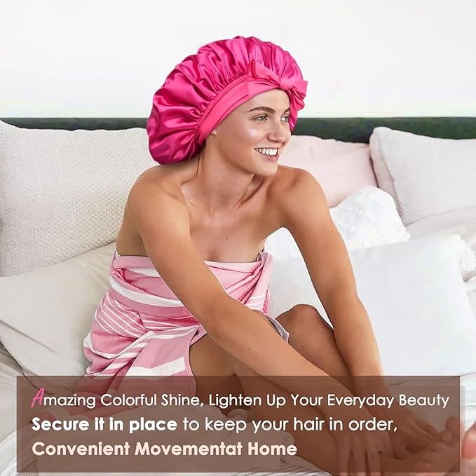 YANIBEST Silk Bonnet for Sleeping Women Adjustable Double Layer Satin Bonnet Reduce Friction Prevent Frizz Natural Curly Hair