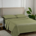 Carressa Linen Luxury Egyptian Cotton California King Stripe Sheet Set - 600 Thread Count Extra Long Staple 4 PC Set, Cal King Damask Sheets, Soft, Cooling Sheets Upto 18 in Deep Pocket - Herb Garden