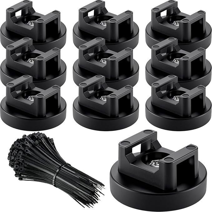 Yookeer 60 Pieces Magnetic Zip Tie Mount Multipurpose Cable Holder Magnets Magnetic Wire Management Bases with Heavy Duty Zip, Mount Nylon Cable Ties in Total (31mm)