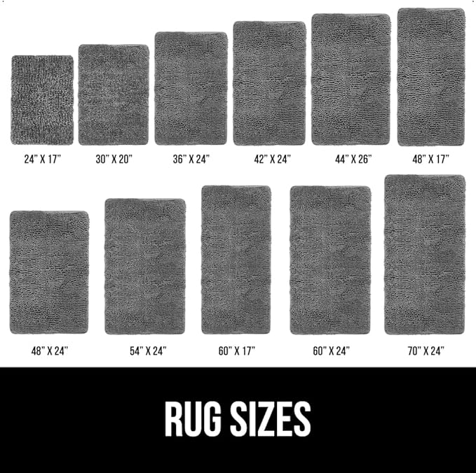 GORILLA GRIP Bath Rug Mat 36x24, Thick Soft Absorbent Chenille, Quick Dry Microfiber Mats, Rubber Backing Washable Shower Floor Rugs, Bathmat Runner, US Designed Bathroom Home Decor Accessories Grey