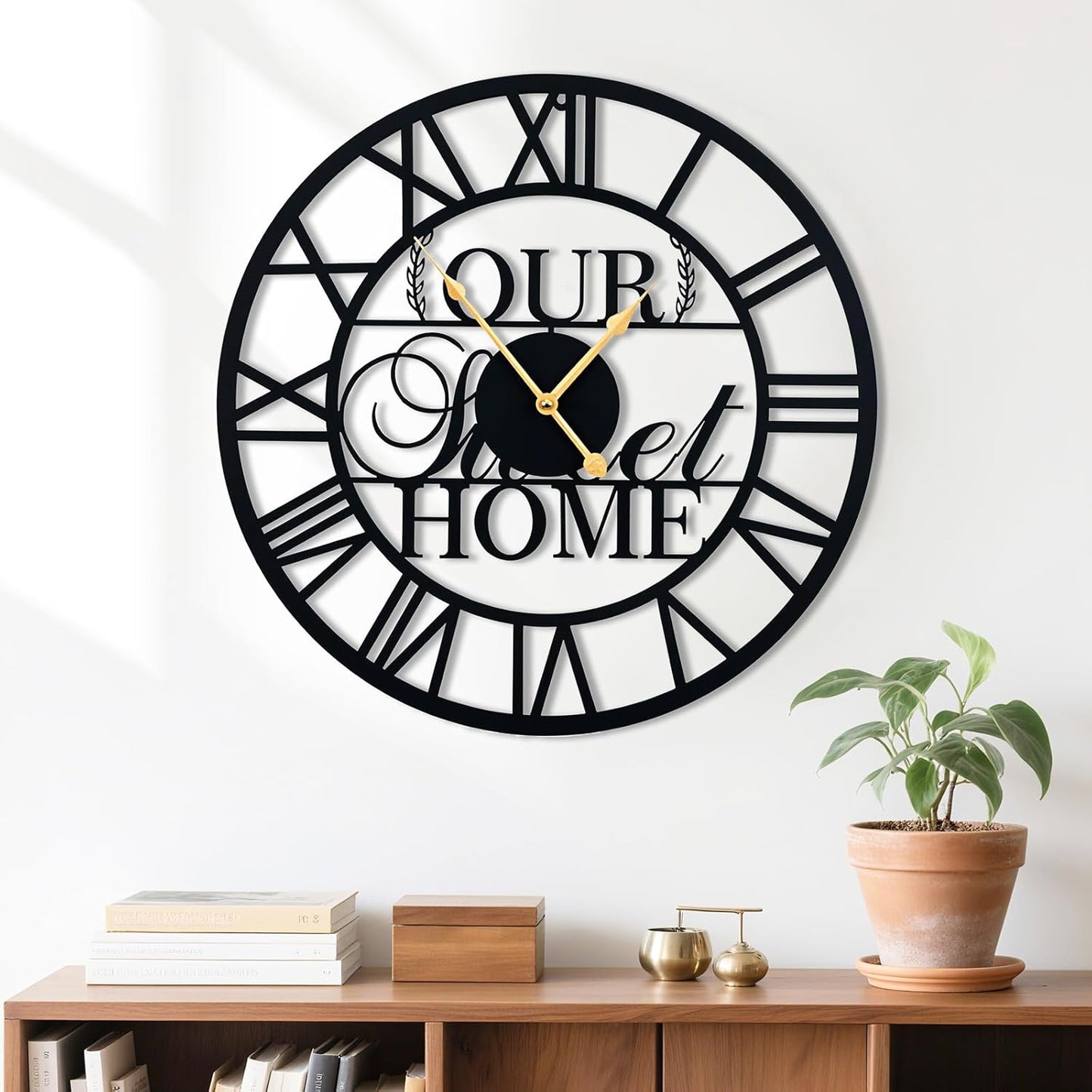 20inches/50cm Wall Clocks Roman Numeral Battery Powered No Ticking Silent Modern Unique Metal Wall ClocksSuitable Living Room Kitchen Bedroom Fireplace Office Farmhouse