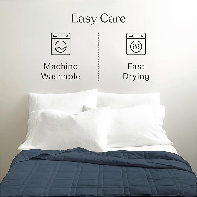 Baloo Weighted Blanket for Adults 12 lb Throw (Navy Blue, 42"x72") | Cool & 100% Cotton | Machine Washable & Dryer Safe | Glass Microbead Fill