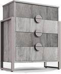 LGHM Fluted Dresser for Bedroom with 4 Drawers, Modern 4 Drawers Dressers with Semicylinder Fluted, Solid Chest of Drawers, 36" Tall Dresser with Bold Steel Frame, Metal Handles, Gray