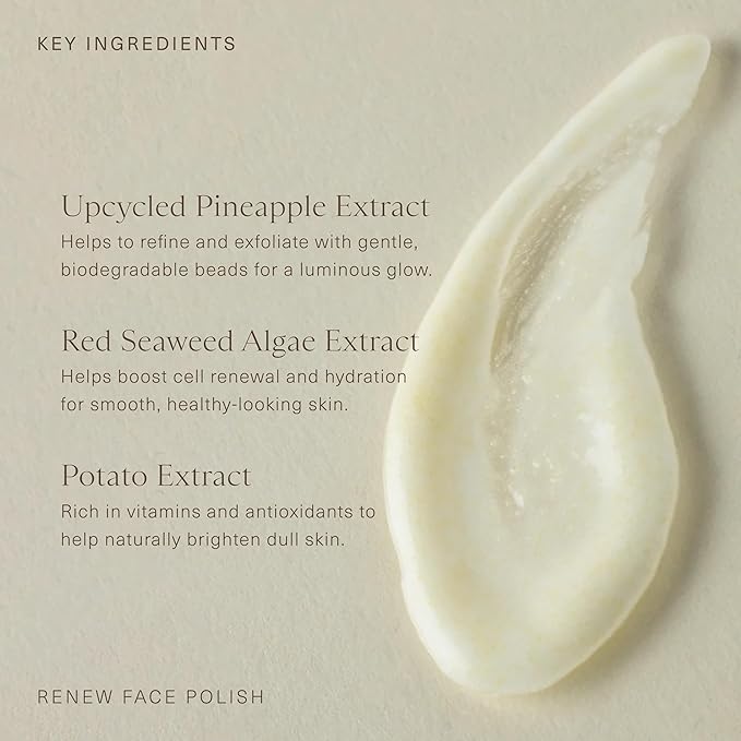 Oak Essentials Renew Face Polish | Gentle Exfoliating Face Scrub with Pineapple Extract, Vitamin C & Polishing Beads, 3.4 Oz