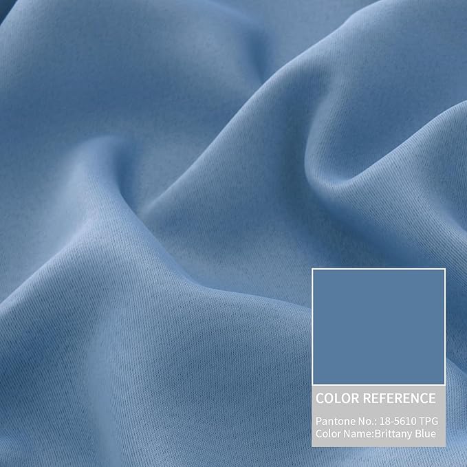 BGment Thermal Insulated 100% Blackout Curtains for Bedroom with Black Liner, Double Layer Full Room Darkening Noise Reducing Grommet Curtain (42 x 84 Inch, Denim Blue, 2 Panels)