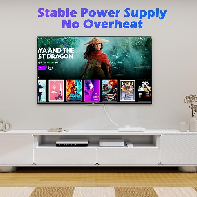 Adoreen 15 Ft Computer TV Replacement Power Cord White, Low Profile Flat Plug to 90 Degree Angled L-Shaped 18AWG 3-Prong AC Universal Power Supply Cable for Printer, PC, Monitor TV LCD, ETL+Ties