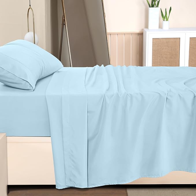 Utopia Bedding Twin Sheet Set – 3 Piece Bed Sheets for Twin Size Bed, Soft and Breathable Microfiber, Includes 1 Fitted Sheet, 1 Flat Sheet and 1 Pillowcase (Ice Blue)