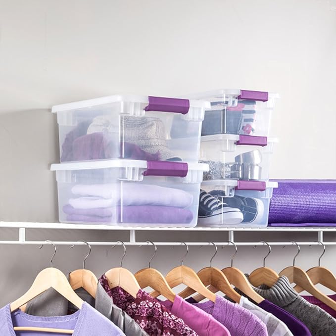Sterilite 12-Pack 6 Quart ClearView Latch Box, Stackable Organizer Bins with Latching Lids - Clear Plastic Organization Containers for Closet, Bedroom, Shelving Units and Everyday Home Storage