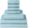 Mellanni Split King Sheet Set - 7-Piece Iconic Collection Bedding, (Including 4 Pillowcases), 16-Inch Deep Pocket, Easy Care, Extra Soft, Cooling Sheets, Brushed Microfiber - Aqua