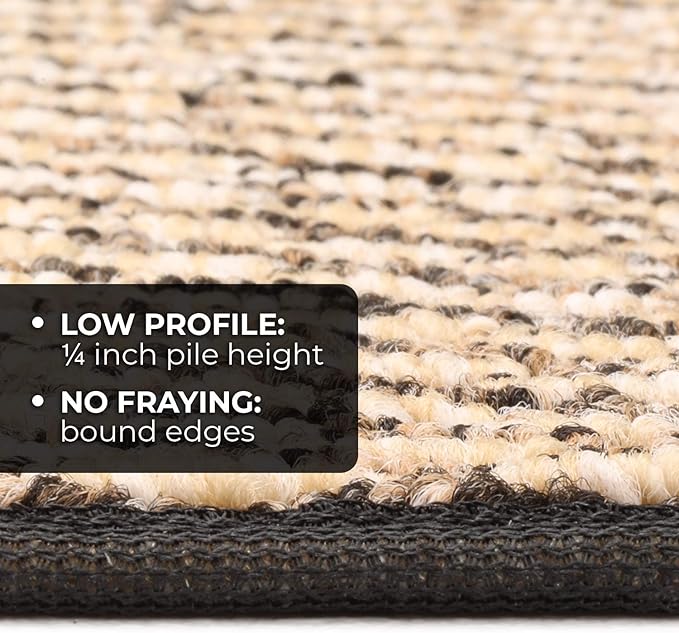 House, Home and More Skid-Resistant Carpet Indoor Area Rug Floor Mat - Black Ripple - 3 Ft X 5 Ft - Non Slip Rubber Backing, Stain Resistant, Dog Friendly, Living Room Bedroom Kitchen Entryway