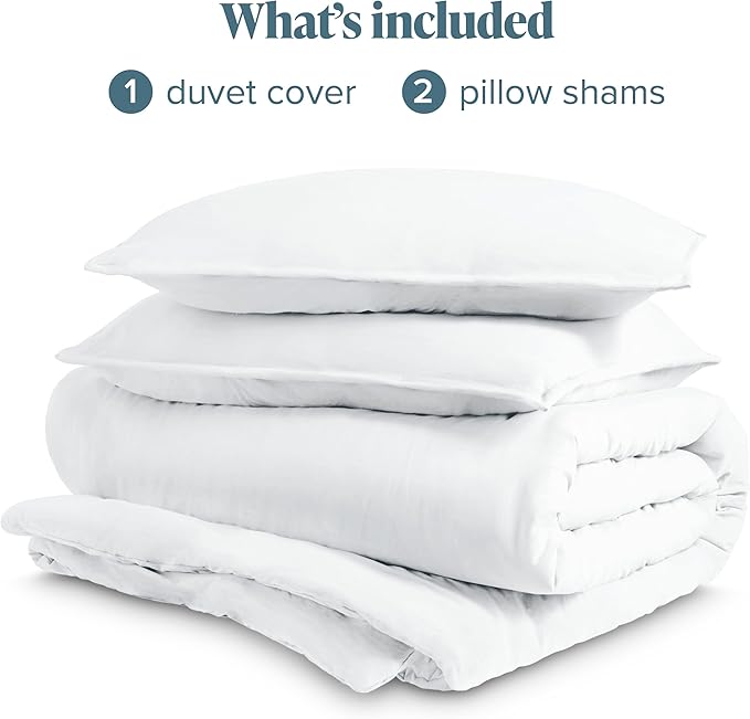 Bare Home Microfiber Duvet Cover Set - Ultra Soft Washed Microfiber - Oversized King Size - Linen-Like Look - Easy Care - Breathable Fabric - Our Softest Duvet Cover Set (Oversized King, White)