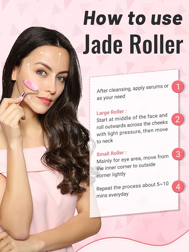 Gua Sha Face Roller Tools: Jade Roller Facial Tools for Skin Care - Facial Massager for Face, Eyes, Neck, Relieve Fine Lines and Wrinkles