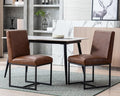 CIMOTA Modern Dining Chairs Set of 2, Leather Dining Room Chairs Upholstered Mid Century Armless Guest Side Chair with Black Base for Dining Room/Kitchen, Vintage Brown 2PCS