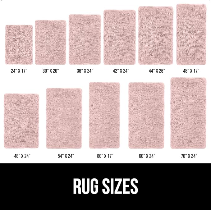 GORILLA GRIP Bath Rug Mat 36x24, Soft Absorbent Chenille, Quick Dry Microfiber Mats, Rubber Backing Washable Shower Floor Rugs, Bathmat Runner, US Designed Bathroom Home Decor Accessories Dusty Rose