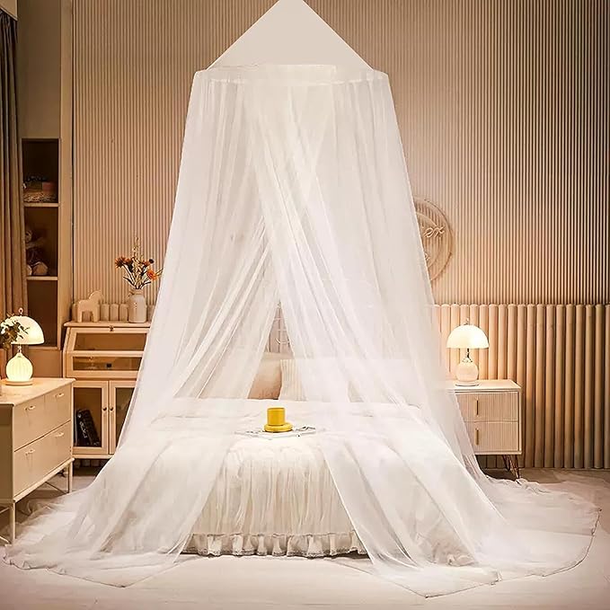 dix-rainbow Princess Decor Canopy for Kids Bed, Soft and Durable Bed Canopy for Girls Room Tent Canopy Dreamy Mosquito Net Bedding, Children Reading Nook Canopies Indoor (White net)