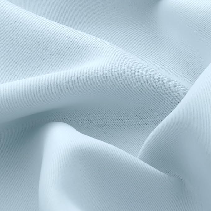 BGment Baby Blue 100% Blackout Curtains for Kids Bedroom 45 Inch Length, Thermal Insulated Full Light Blocking Grommet Noise Cancelling Small Window Curtains for Nursery 2 Panels Each 52 Inch Wide