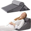 Bedluxe 3Pcs Orthopedic Bed Wedge Pillow Set, Foam Wedge Pillow Post Surgery for Back, Leg and Knee Support, Adjustable 9&12 Inch Folding Triangle Pillow for Sleeping, Acid Reflux, Snoring, Velvet