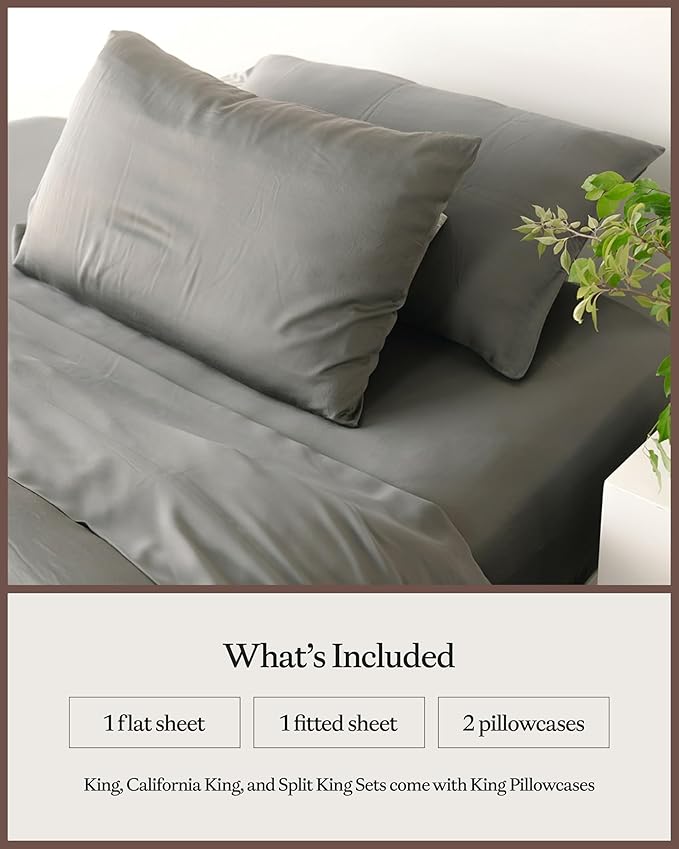 Cozy Earth Luxury Bed Sheet Set - 100% Viscose from Bamboo Fabric, Ultra-Soft & Breathable, Fits Regular & Deep Pocket Mattresses up to 20" - 4 Pieces Queen Sheet Set Dove Grey