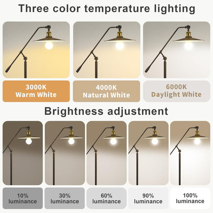 Bright Smart Floor Lamp with Remote Control and Bluetooth Dimming,Living Room Couch Corner Bedroom Office Library Study Reading Standing Lights, Adjustable Black Rustic Vintage Industrial Home Decor