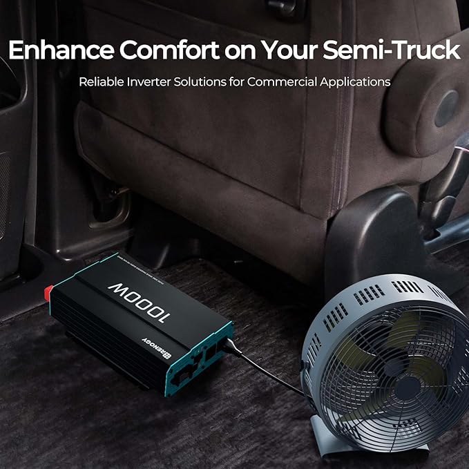 Renogy Inverter P2 1000 watt Pure Sine Wave Inverter, Solar Car Power Inverter 12V to 120V AC Converter for RV, Truck, Camping, Home Backup, Outdoor, Emergency, Off-Grid Living, 16.4FT Remote Control