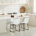 Dining Chairs Set of 4, 18 Inch Kitchen Chairs with Back, Faux Leather Dining Room Chairs with Metal Legs for Home, Bistro Coffee Shops (White)