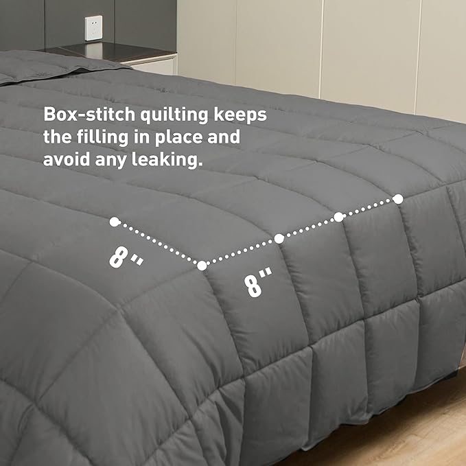 sunflower Down Alternative King Size Steel Gray Lightweight 100% Cotton Shell Bedding King Comforter Blanket for Hot Sleepers 88"x104" with Corner Tabs Soft Breathable Machine Washable