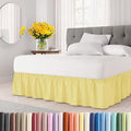 Wrap Around Dust Ruffle Bed Skirt - Yellow - for King Size Beds with 15 Inch Drop - Easy Fit Elastic Strap - Adjustable Pleated Bedskirt w/Brushed Fabric - Wrinkle Free - for Women, Men, Kids & Teens