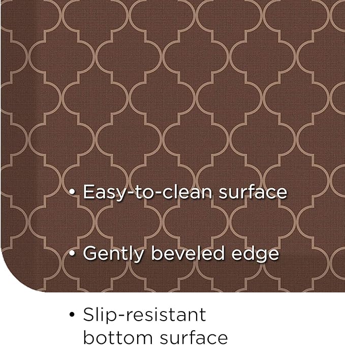 NewLife by GelPro Anti-Fatigue Designer Comfort Kitchen Floor Mat, 20x32”, Trellis Walnut Stain Resistant Surface with 3/4” Thick Ergo-foam Core for Health and Wellness