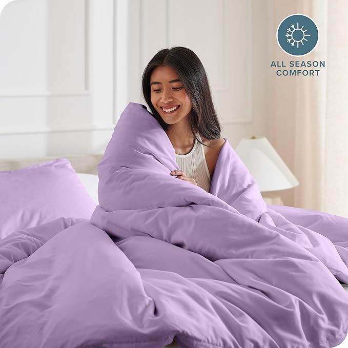 Bare Home Bedding Duvet Cover Queen Size - Premium 1800 Super Soft Duvet Covers Collection - Lightweight & Cooling - Soft Breathable Bedding (Queen, Lavender)