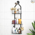 Shower Caddy Hanging (Black), Adjustable Anti-Swing-Over The Shower Head Caddy, 3 Tier Height Bathroom Storage Organizer Bathroom Shelves Basket Rack Shower Caddies (3Tier)