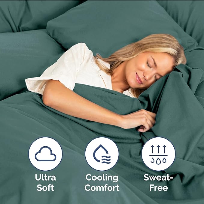 Full Size 4 Piece Sheet Set - Extra Soft, Breathable & Cooling Sheets - Hotel Luxury Durable Bed Sheets for Women & Men - Deep Pockets, Easy-Fit & Wrinkle-Free Sheets - Dusty Teal Oeko-Tex Bed Sheets