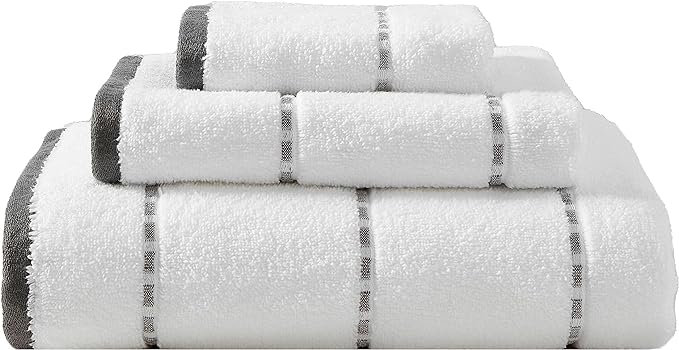 Tommy Bahama - Bath Towels, 100% Soft & Absorbent Cotton, Low Linting & Fade Resistant, Medium Weight Bathroom Towels (Ridley Solid Grey, 3 Piece)