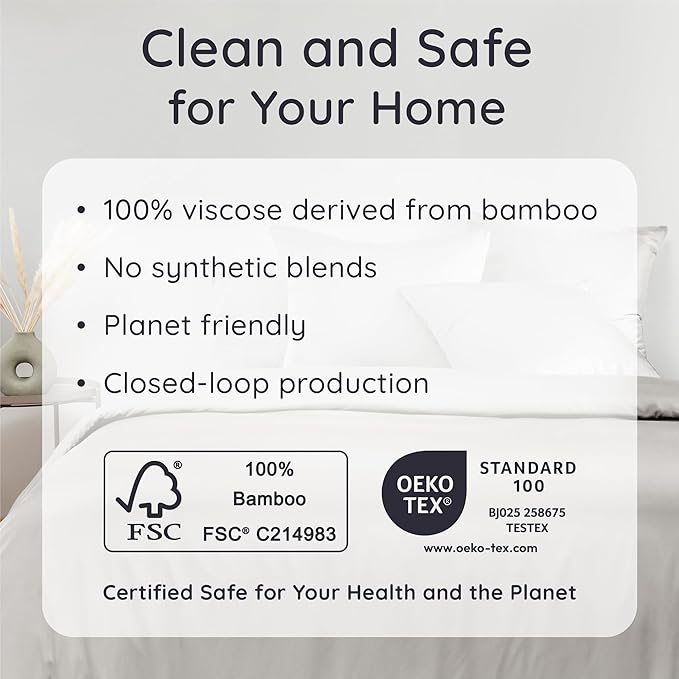 Bambaw 100% Viscose Derived from Bamboo Fitted Sheet King Size, Cooling Fitted Sheets King Size, Gray Fitted Sheet Only, 16’’ Pocket Fitted King Sheet Only, Cooling Mattress Sheets (Moonlight Gray)