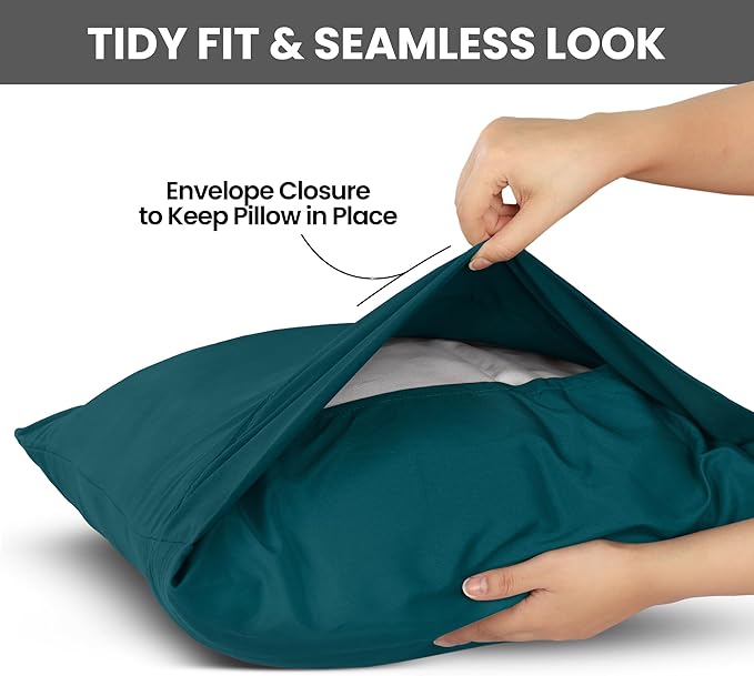 Pillow Covers by Utopia Bedding - Queen Size 2-Pack – Soft Brushed Microfiber – Perfect for Hospitals, Hotels, Guest Rooms – Oeko-TEX Certified, 20x30 Inches (Teal)