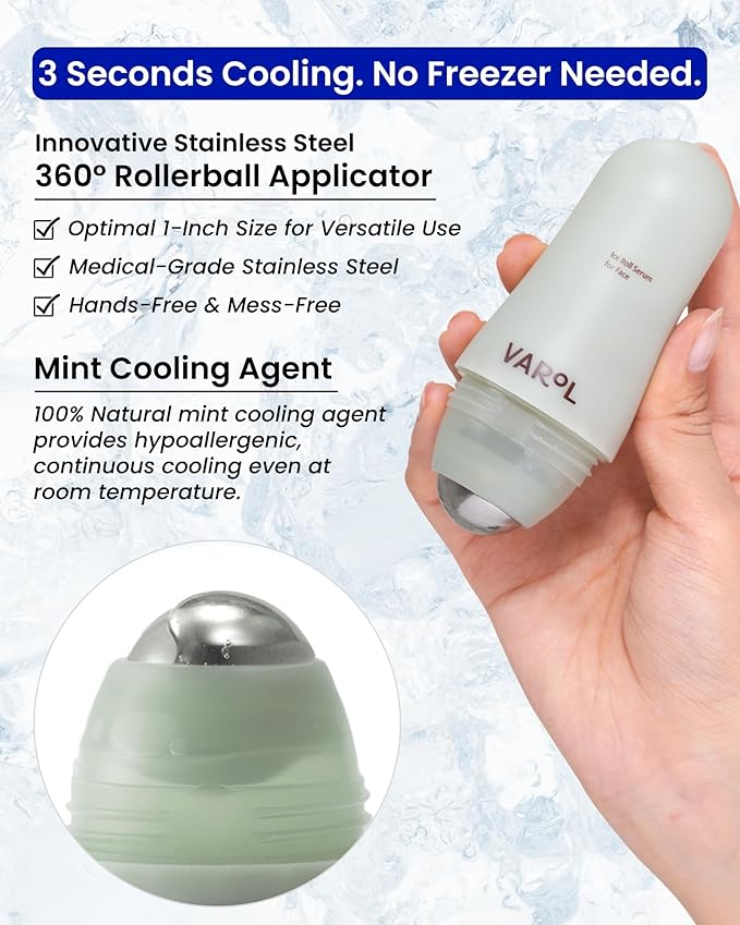 Ice Roll Serum for Face, Puffy Eyes, Under Eye Bags - Panthenol & Tannin for Hydrating, Pore Minimizing, Cooling Ice Roller for Puffiness, Redness, Dark Circles - Korean Skin Care, 1.69 Fl Oz