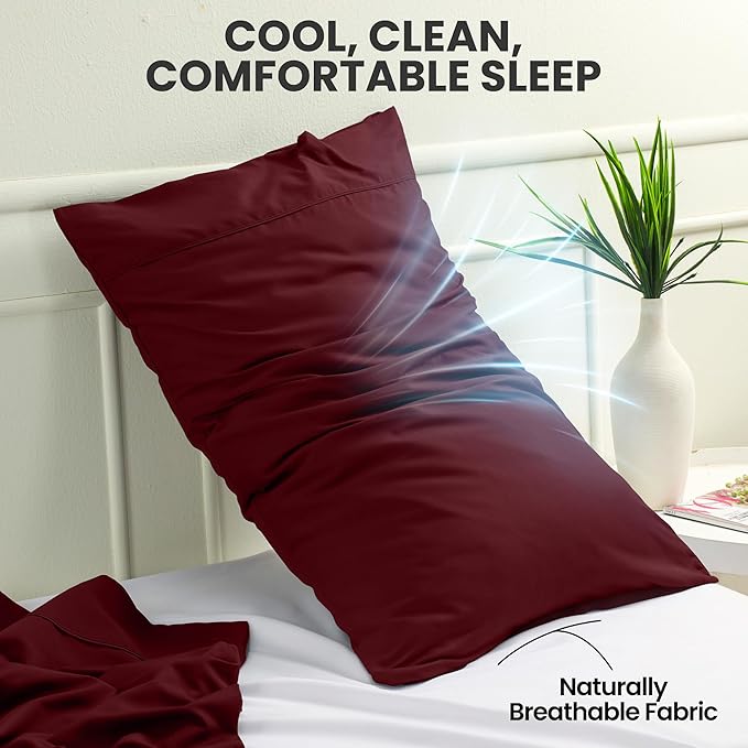 Pillow Covers by Utopia Bedding - Queen Size 2-Pack – Soft Brushed Microfiber – Perfect for Hospitals, Hotels, Guest Rooms – Oeko-TEX Certified, 20x30 Inches (Burgundy)