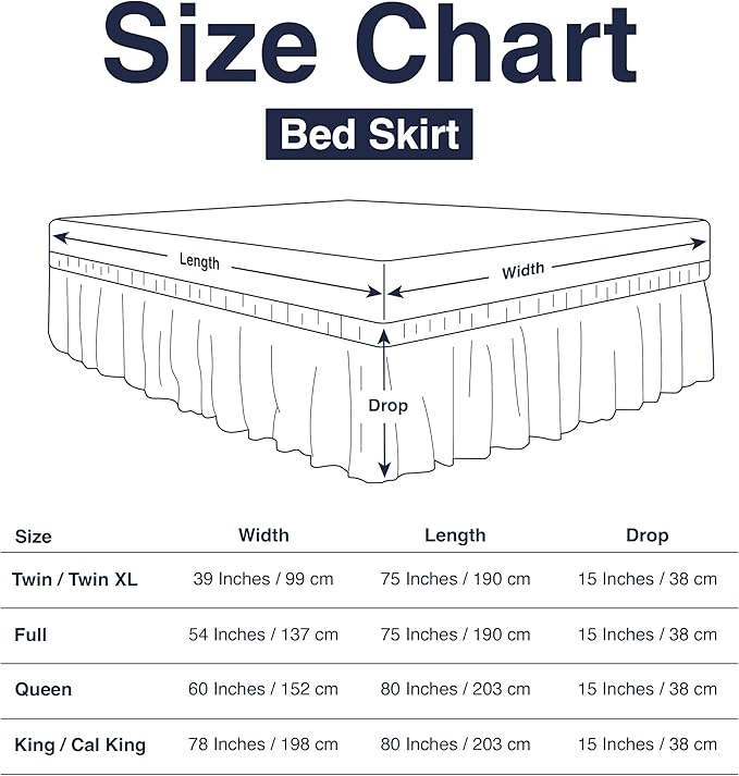 Bed Skirt Queen Bed Skirt Wrap Around Ruffled Box Spring Cover, Easy Install, Washable 15" Drop Elastic Dust Ruffle by Casual Living, 60-inch x 80-inch, White