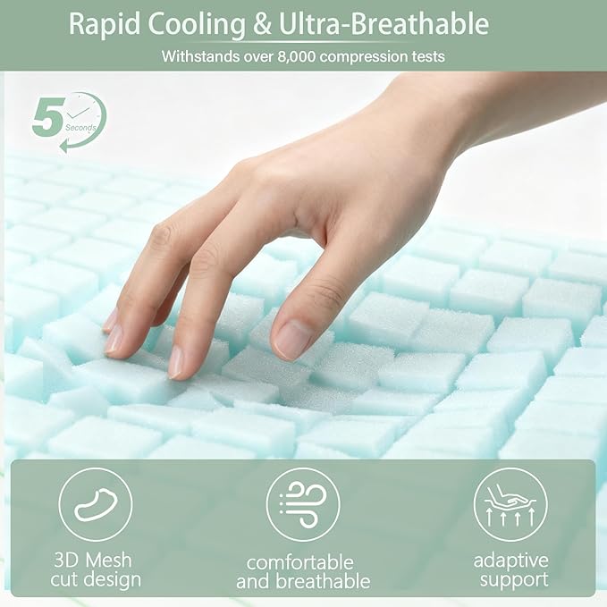 Cooling Memory Foam Pillow 2 Pack, Bed Pillows, Medium Soft Feel Neck Pillow for Sleeping, Memory Foam Pillows for Sleeping Side, Back & Stomach Sleepers, Breathable & Removable Cover