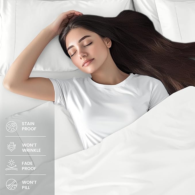 Utopia Bedding King Sheet Set 4 Piece Bed Sheets for King Size Bed, Hotel Luxury, Extra Soft, Cooling Bed Sheets - Wrinkle, and Fade Resistant (White)