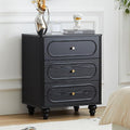 Fluted 3 Drawer Dresser for Bedroom, Modern Mid Century Chest of Drawers, Wood Storage Small Dresser Organizer for Bedroom Living Room Hallway Closet, Black