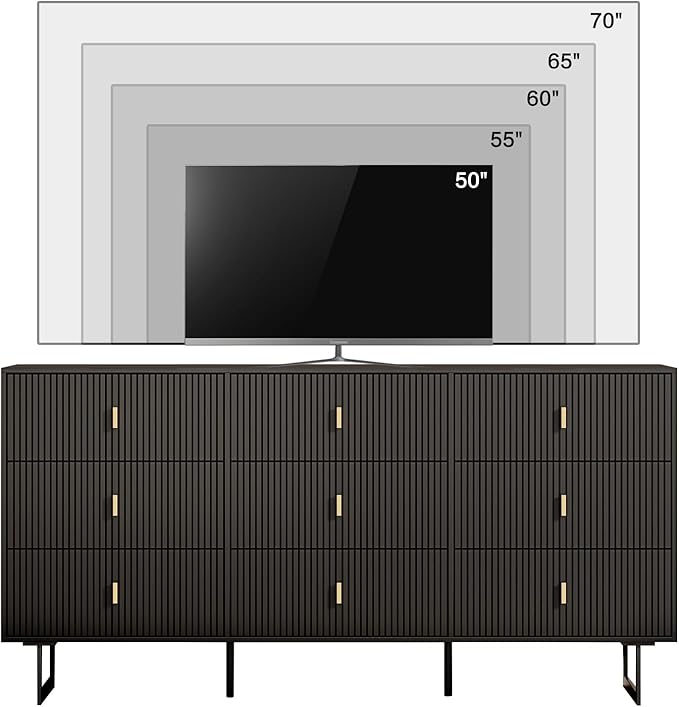 Modern Chest of Drawers with 9 Drawers,Deep Drawers,Clothes Organizer,Large Storage Cabinet for Living Room, Bedroom,Hallway,with Anti-Tipping Device,Dark